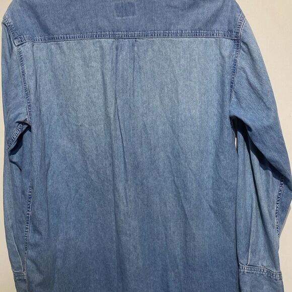 Vintage 90s Planet Hollywood London Size XL Blue Denim Long Sleeve Button Down S - Picture 8 of 9